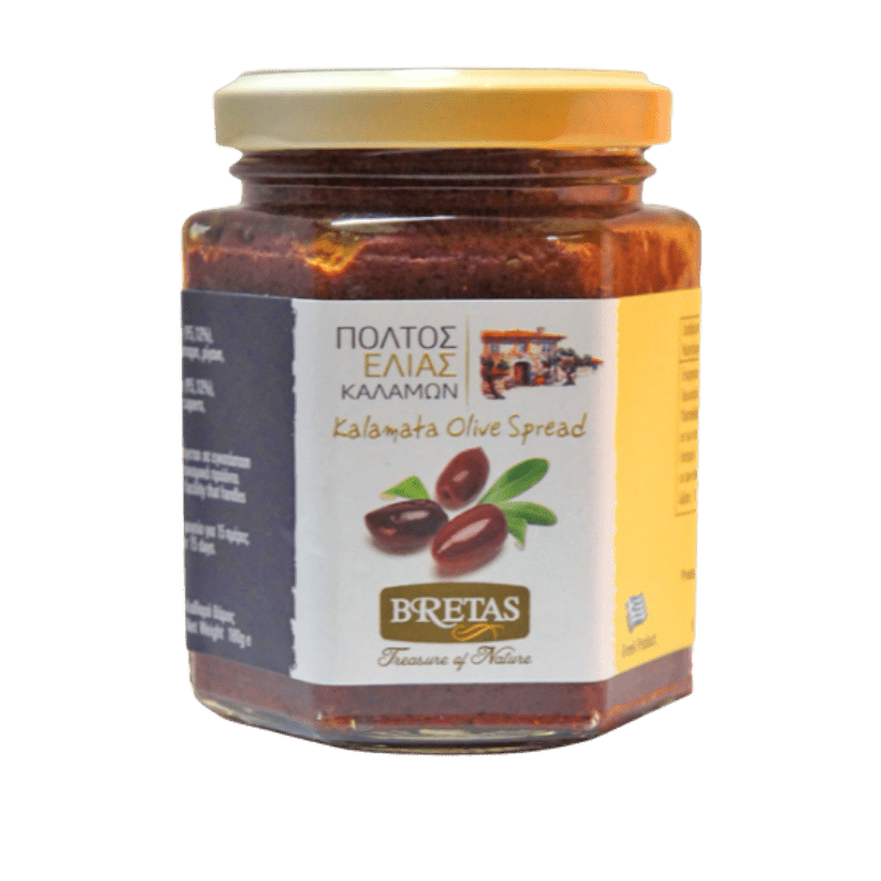 Kalamata Oliven aufstrich (180g) Bretas von Bretas bei Araxxon  - Hochwertiges griechisches Produkt.   Kalamata Oliven aufstrich (180g) Bretas από Bretas στο Araxxon  - Αυθεντικό ελληνικό προϊόν.